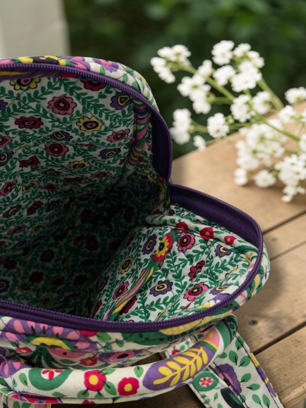 Vera Bradley Ribbons Pattern Quilted Cotton Backpack - Picture 2 of 8
